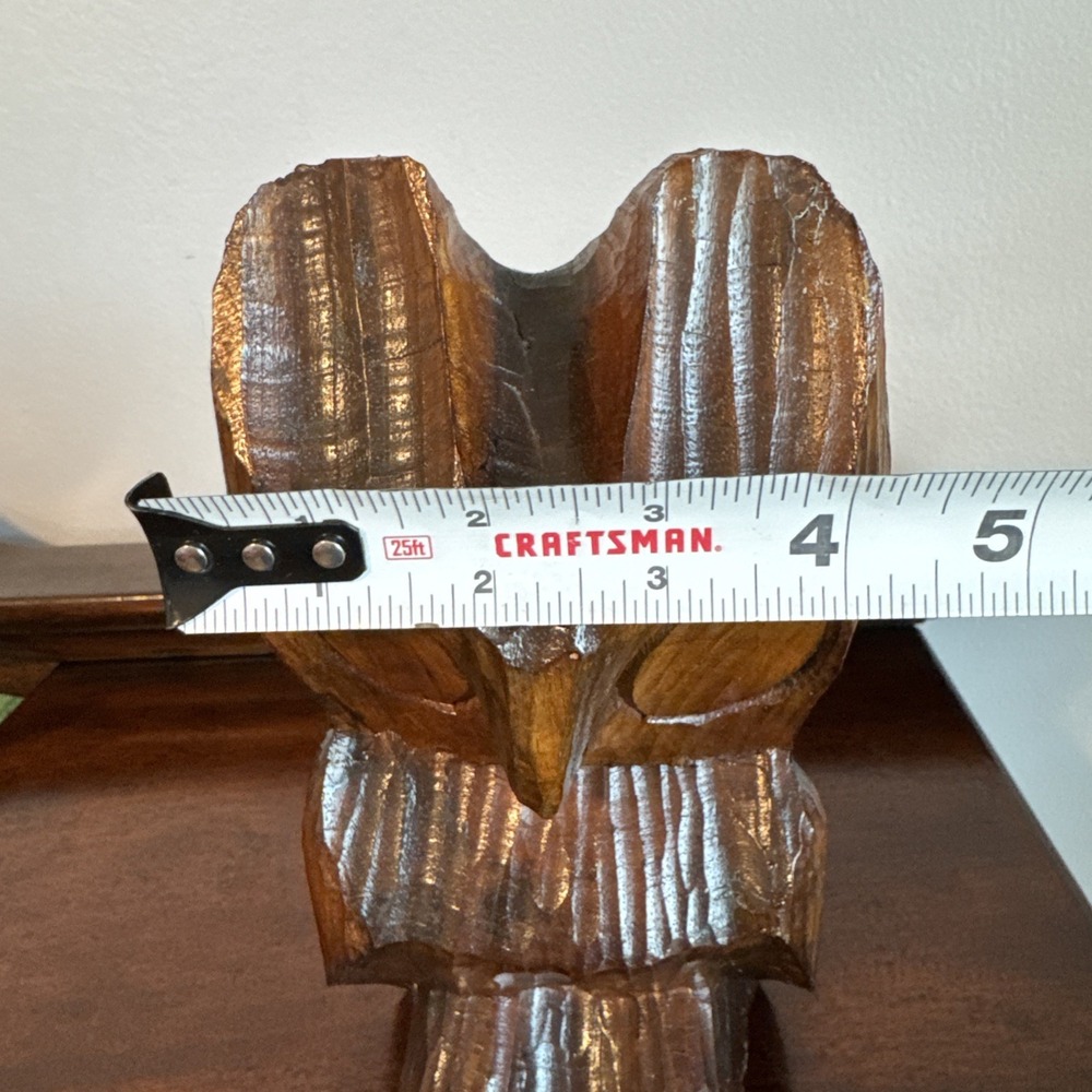 8.5" Carved Wooden Owl Primitive Handmade Wood Owl Barn Owl Vintage - Picture 11 of 11